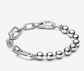Pulsera  PANDORA de Eslabones y Cuencas Metalicas Talla 18,19