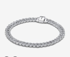 Brazalete Cadena  Cubana en Pavé PANDORAS Talla 19